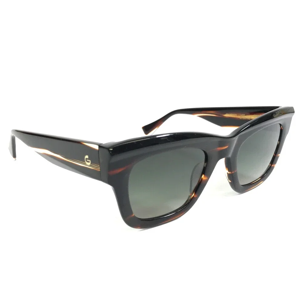 Gigi Studios Sunglasses ALFA 6897 Striped Brown Horn with Gradient Green Lenses